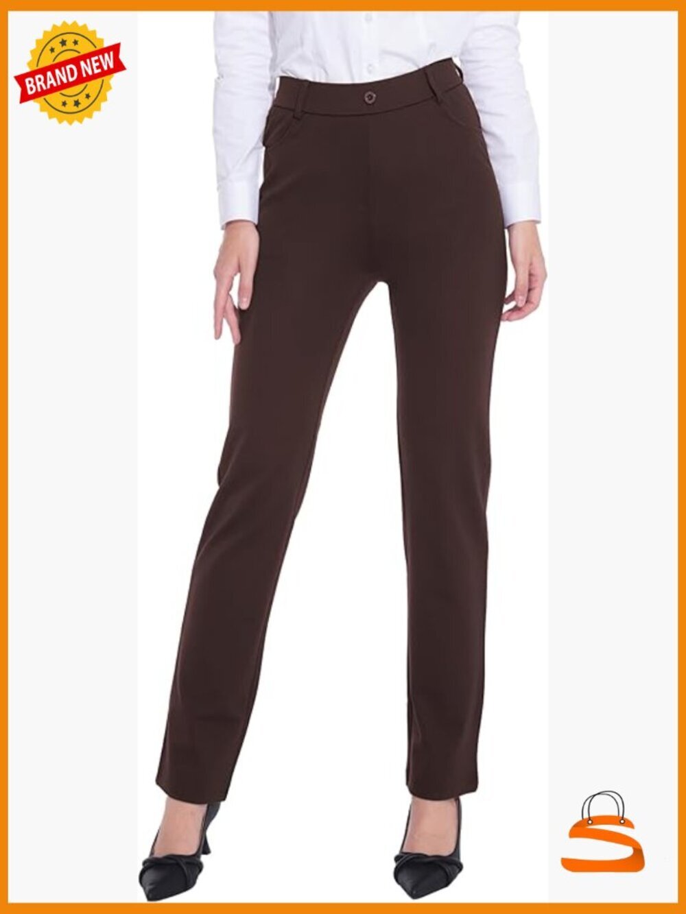 Women's Stretchy Dress Pants Pull-on Straight Leg Trousers Work 28-30 Inseam
